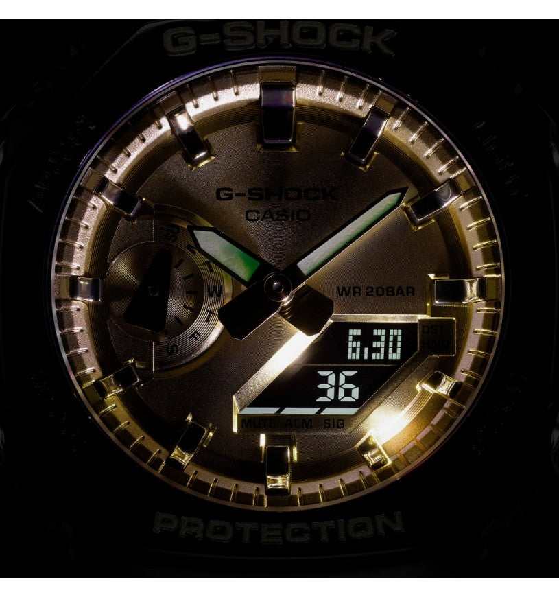 Orologio Uomo Casio G-Shock Analogico Digitale Nero Lucido Dorato GA-2100GB-1AER