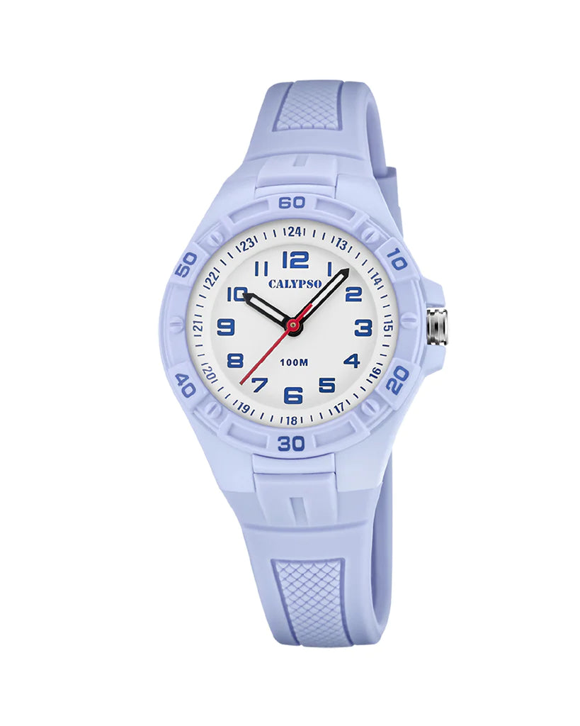 Orologio Bambino Calypso Gomma Quarzo Solo Tempo Numeri Celeste 100 M K5832/3