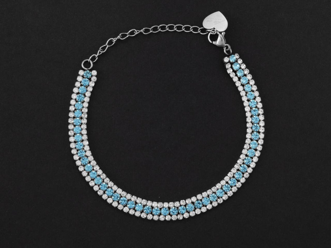 Bracciale Tennis Donna 4US Cesare Paciotti Acciaio Con Zirconi Bianchi e blu 4UBR5500W