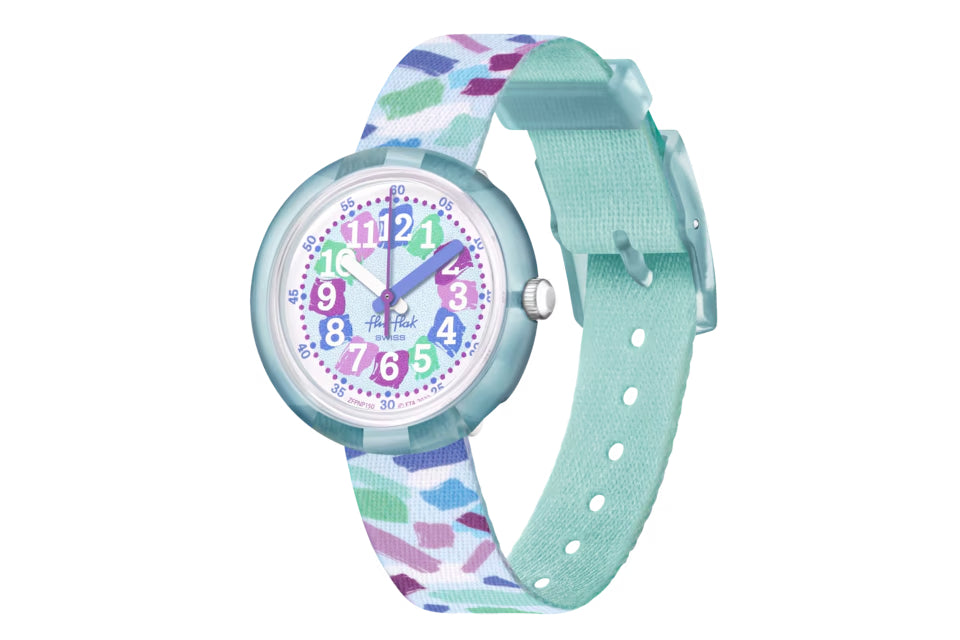 Orologio Bambina Swatch Flik Flak Confetti Chaos Turchese ZFPNP150