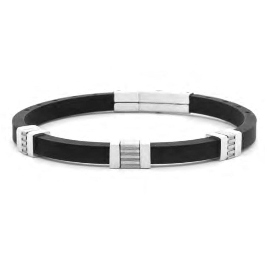 Bracciale Uomo acciaio 4US Cesare Paciotti con Caucciu nero acciaio 4UBR7974