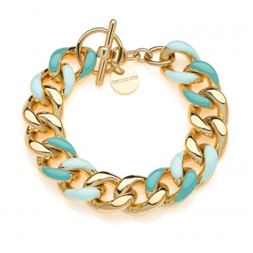 Bracciale Unoaerre Bronzo Dorato Grumetta Con Smalto Azzurro 525628