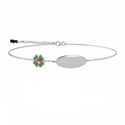 Bracciale Bambina Nanàn Argento 925 Quadrifoglio Coccinella Targhetta NAN0594
