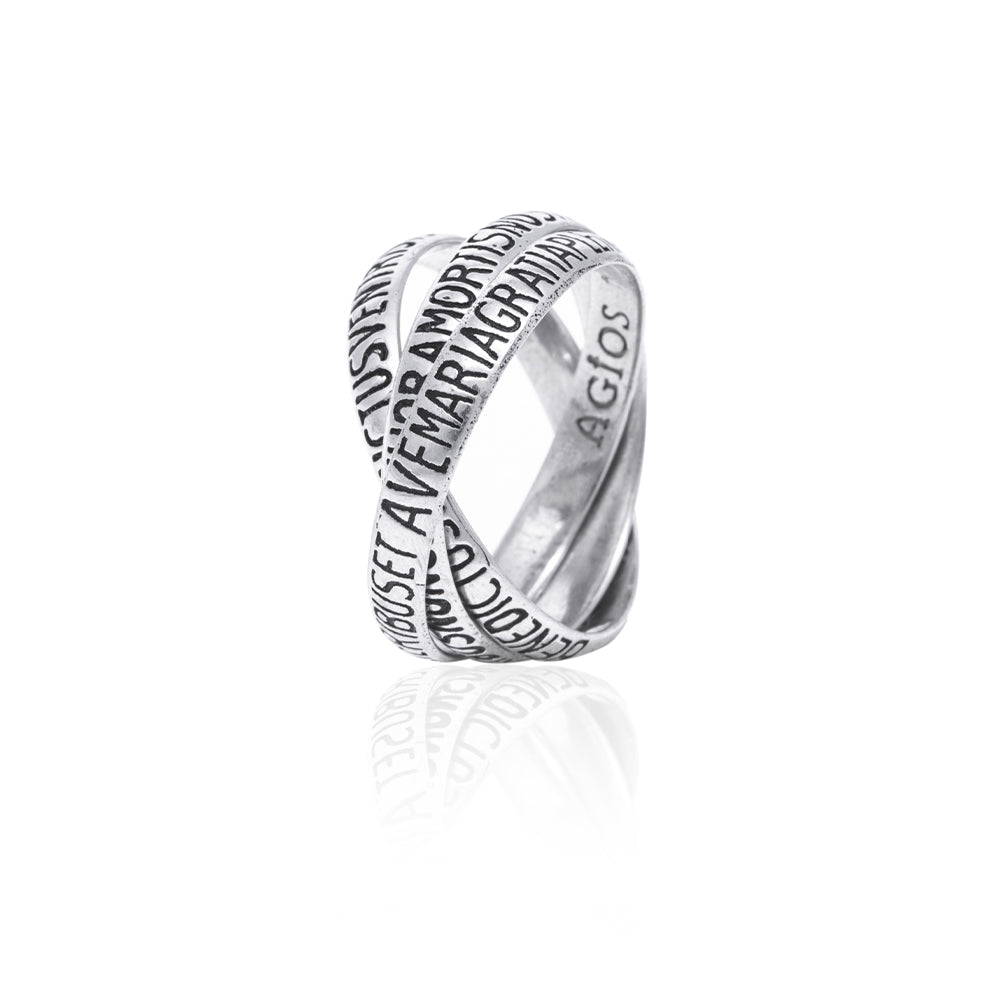 Anello Sacro 3 Fedine Agios Argento 925 Ave Maria AGI250/A-AB/2 Mis 17