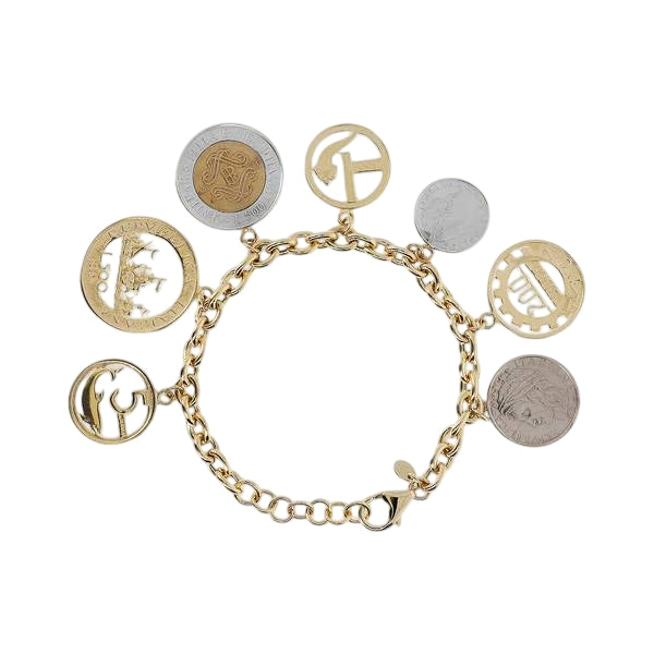 Bracciale Donna Etrusca Bronzo Dorato Monete Pendenti WSET00400.YG