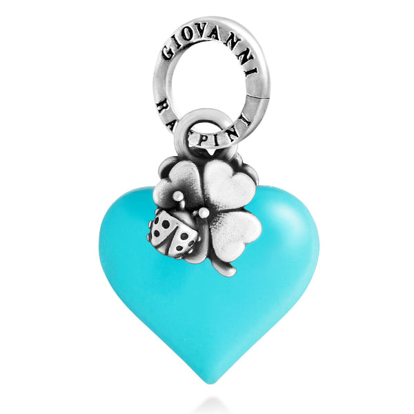 Charm Unisex Giovanni Raspini Argento 925 Ciondolo Cuore Lucky Azzurro 12468