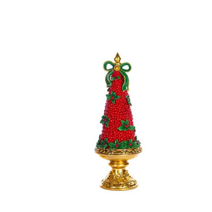 Scultura Goodwill Albero Di Natale Base Fiocco Verde 30 cm LT99008/V