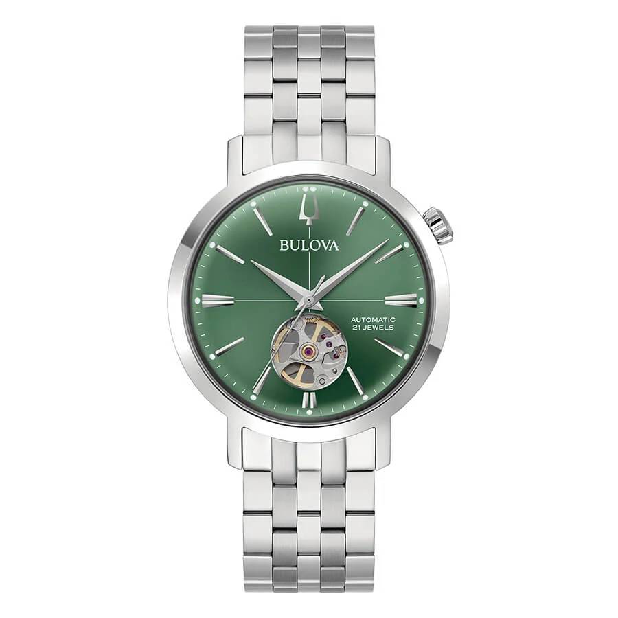 Orologio Uomo Bulova Automatico Aereojet Acciaio Satinato Lucido verde 96A319
