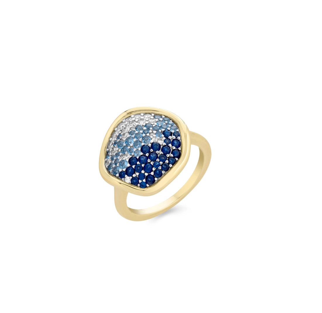Anello Donna Sogni Argento 925 dorato con Zirconi Bianchi e blu AN125GBL-14