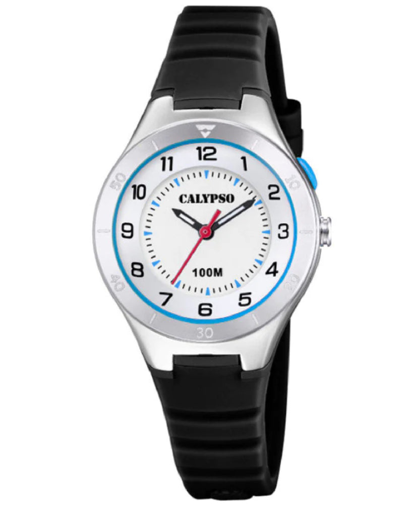 Orologio Bambino Calypso Gomma Quarzo Solo Tempo Numeri Nero Luce Interna K5800/4