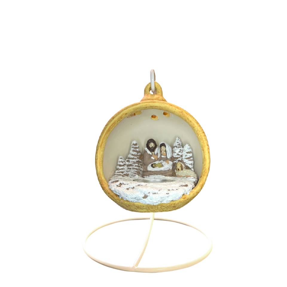 Sfera Di Natale Con Natività Ceramex 12 cm Oro 3090.3