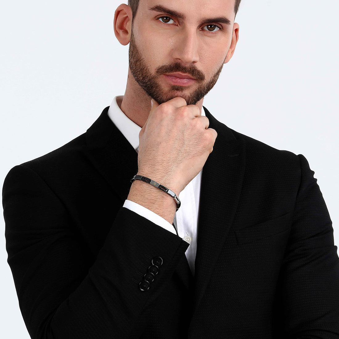 Bracciale Uomo Maserati Acciaio Traforato Ceramica Nera Zirconi Neri JM223ATZ22