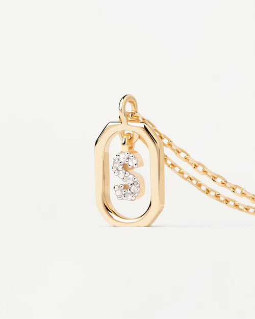 Collana Donna PDPaola Argento 925 Dorato Mini Iniziale S Zirconi CO01-530-U