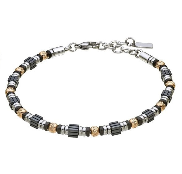 Bracciale Uomo Acciaio Zancan con bulles rigate e rigate laminate oro rosa UHB139