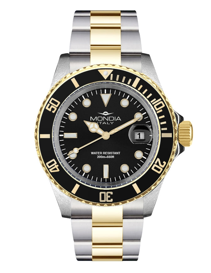 Orologio Uomo Mondia Submariner  Acciaio e Oro Quarzo Data