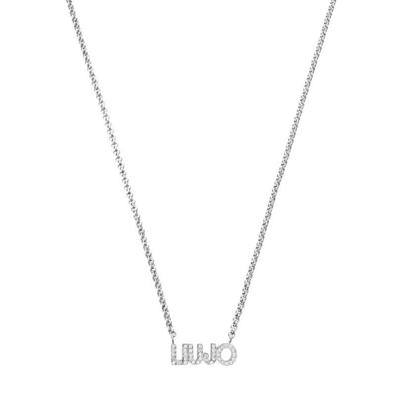 Collana Donna Liu Jo Acciaio Catena Rollò Logo Zirconi Bianchi LJ2147