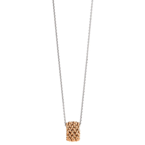 Collana Donna Unoaerre Argento Bianco Rolò Ciondolo Rosato Chicco Di Riso 509522