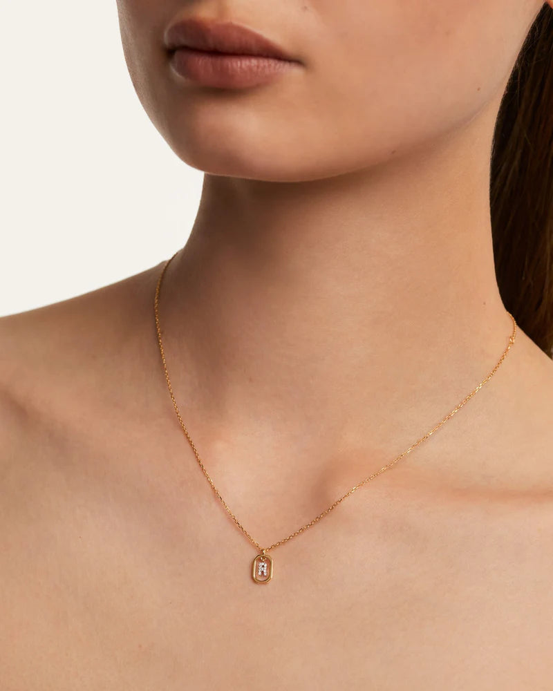 Collana Donna PDPaola Argento 925 Dorato Mini Iniziale R Zirconi CO01-529-U