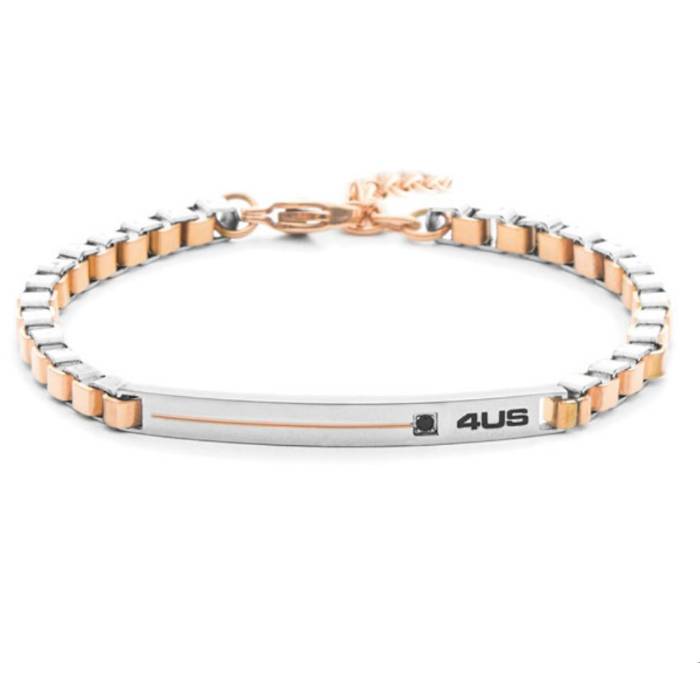 Bracciale Uomo 4US Cesare Paciotti Acciaio Rosè Zircone Nero 4UBR8478