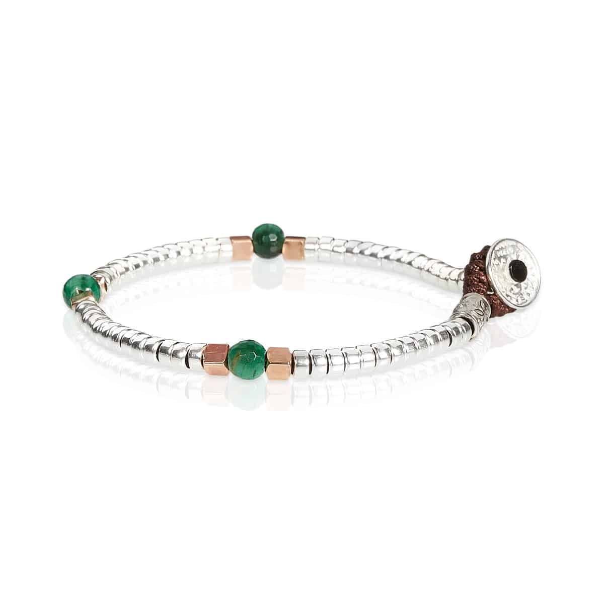 Bracciale Unisex Gerba Argento 925 Mon Amour Pietra Occhio Di Tigre Verde MA41