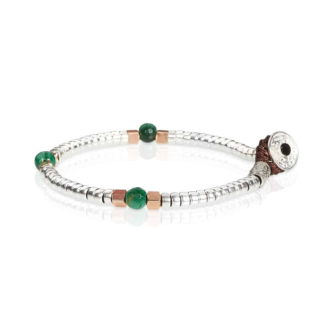 Bracciale Unisex Gerba Argento 925 Mon Amour Pietra Occhio Di Tigre Verde MA41