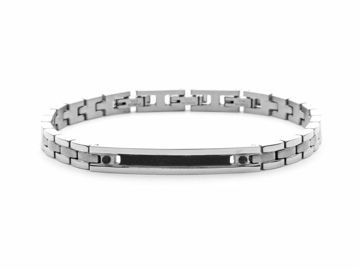 Bracciale Uomo 4US Cesare Paciotti Acciaio Targhetta centrale con smalto nero 4UBR5637