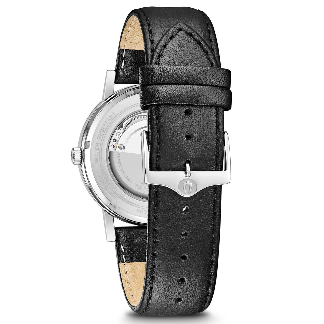 Orologio Uomo Bulova Automatico Clipper Daty-Date Pelle Nero Acciaio 96C130