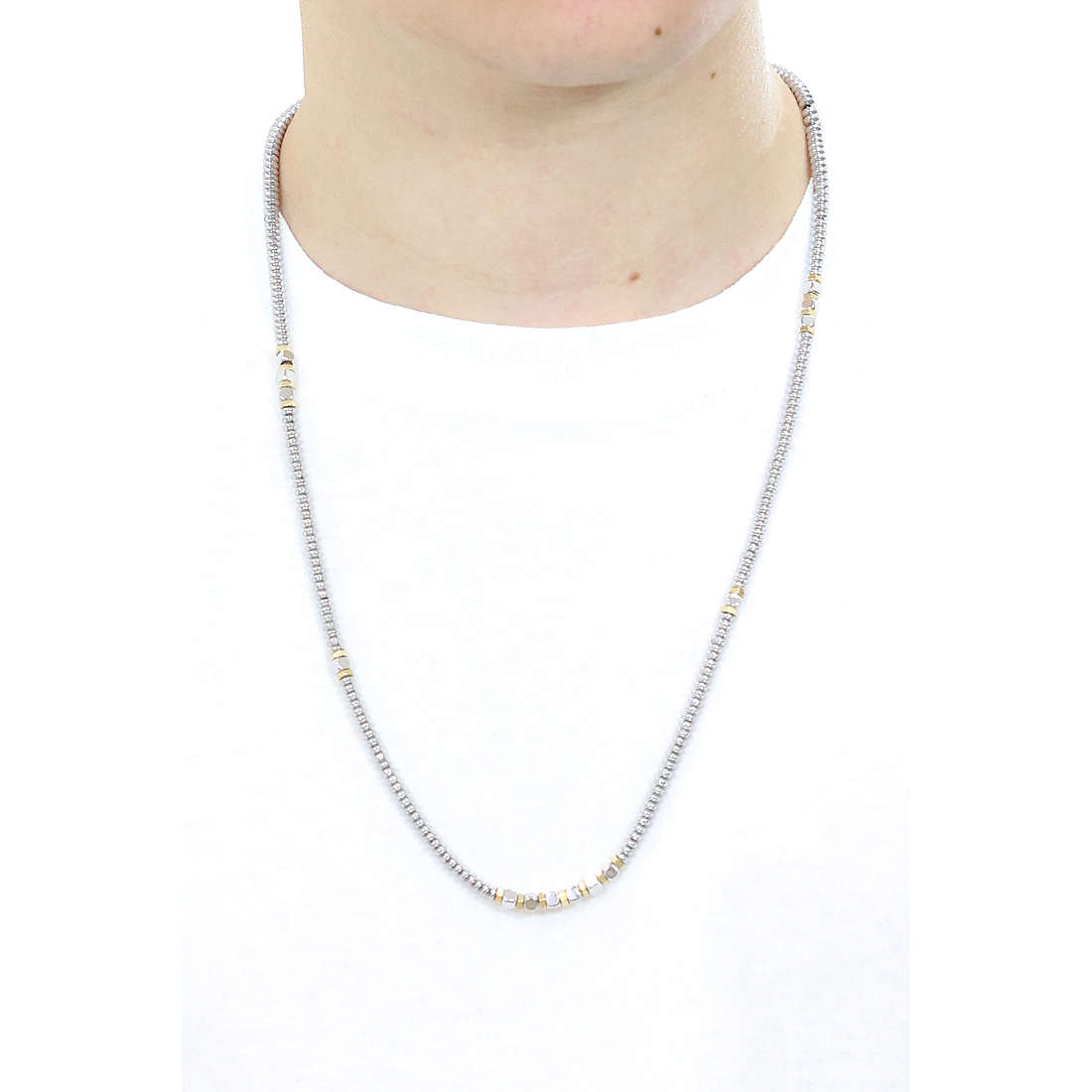 Collana Uomo 4US Cesare Paciotti Lunga Acciaio Lucido Nero PVD Rondelle 4UCL4946