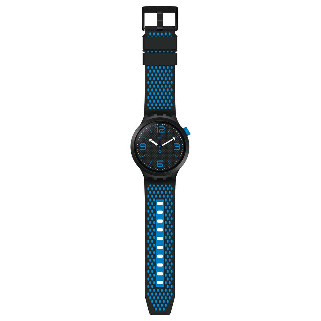 Orologio Uomo Gomma Swatch Solo Tempo Big Bold Nero Blu Numeri Quarzo