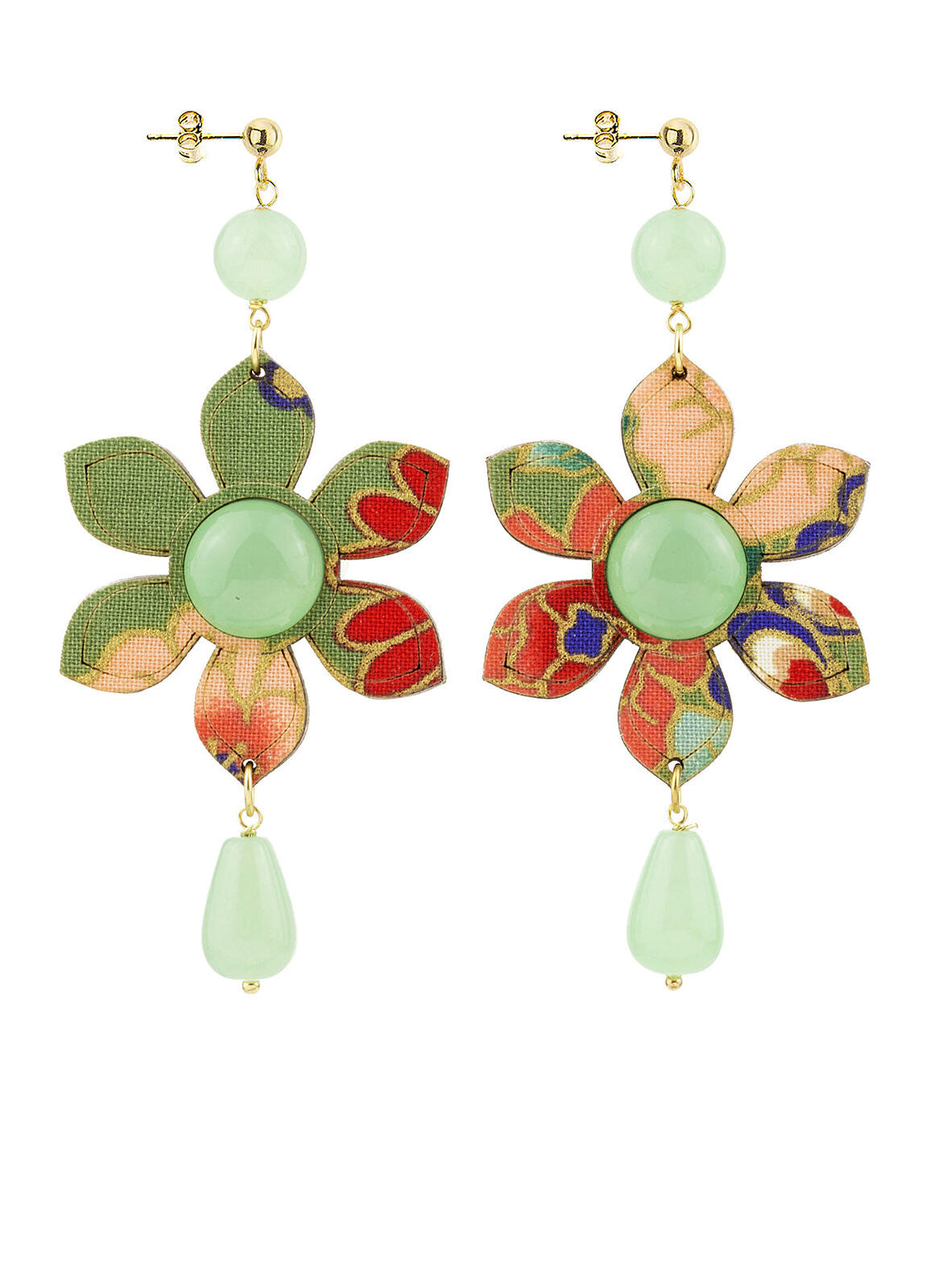 Orecchini Donna Lebole Ikebana Tessuto Fiore Verde IK/02 VERDE GIADA