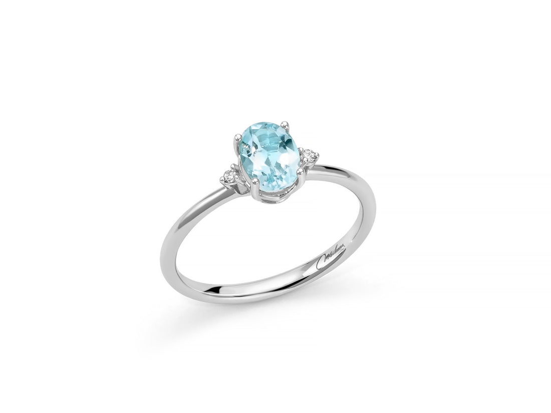 Anello Donna Miluna oro bianco 9kt  e topazio azzurro Ovale LID3750X