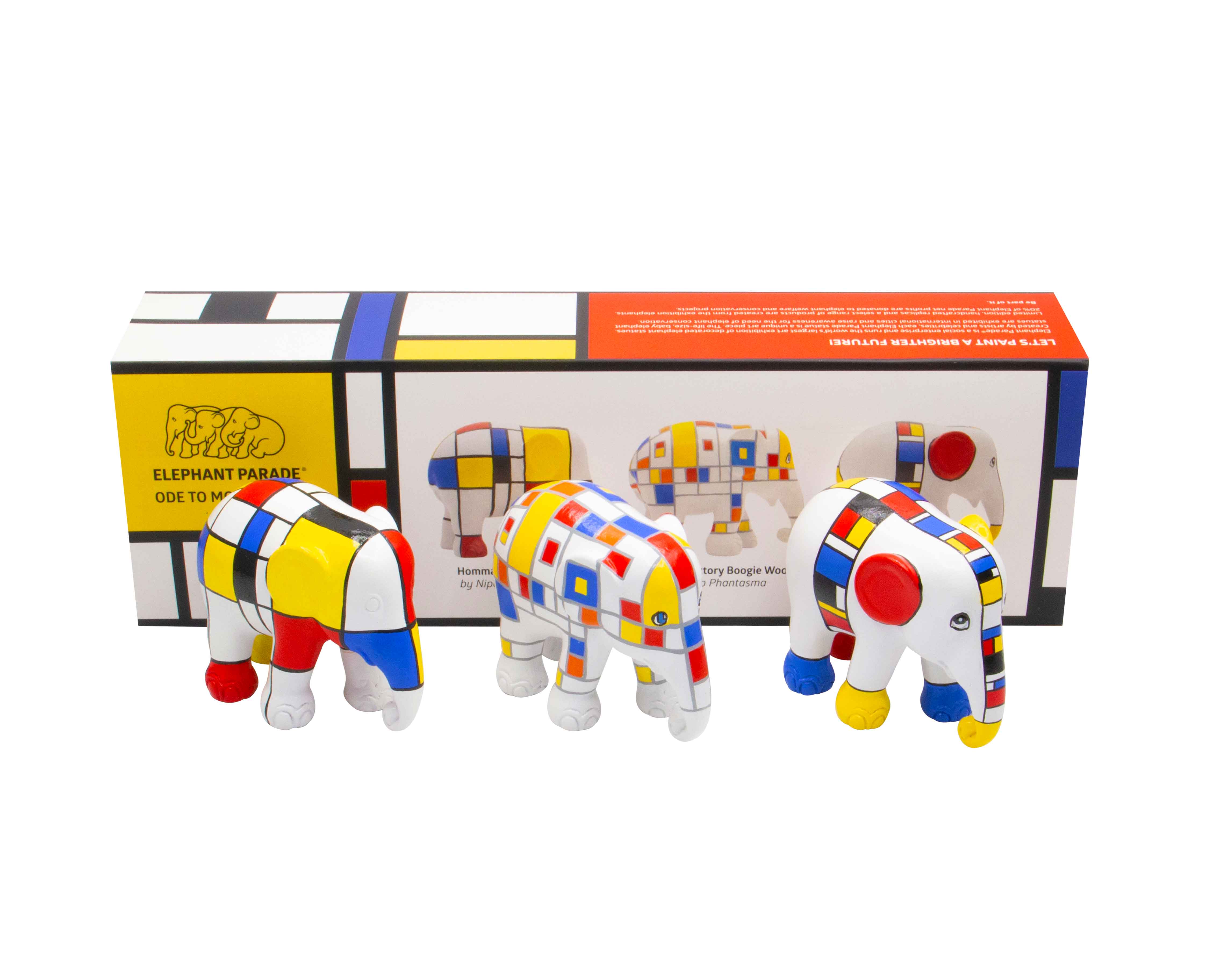 Scultura Elephant Parade Onlylux Ode To Mondriaan Box Tre Pezzi