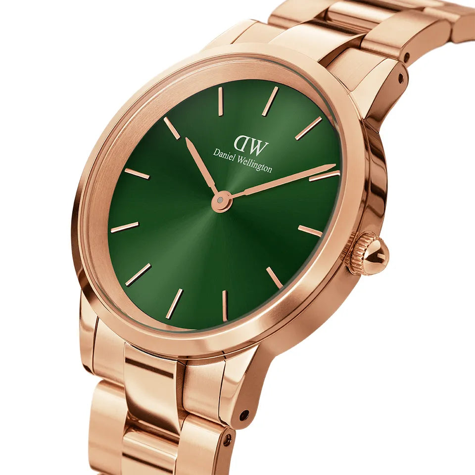 Orologio Donna Daniel Wellington Quarzo Solo Tempo Acciaio Rosè Verde 28 mm DW00100421