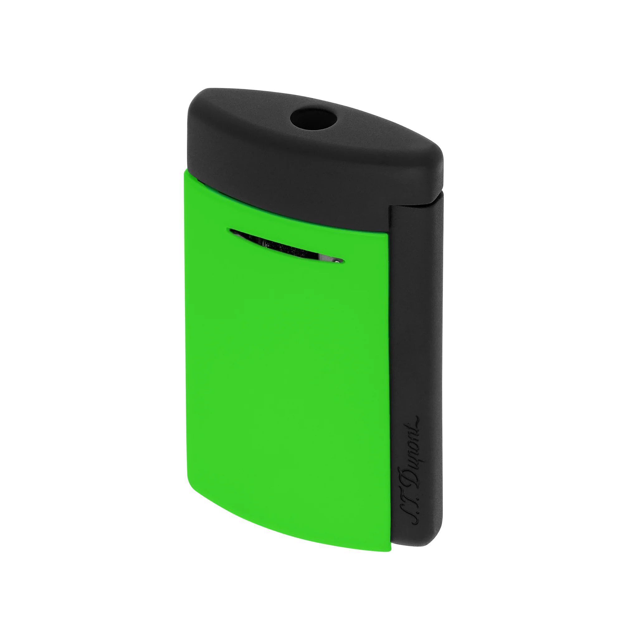 Accendino Uomo Dupont MiniJet Acciaio Nero Opaco Verde Fluo 010872