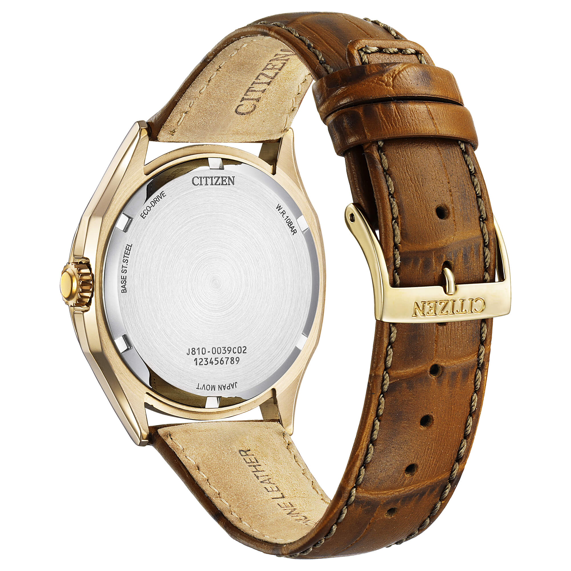 Orologio Uomo Citizen Eco Drive Data Solo Tempo Acciaio Dorato Pelle AW1753-10A