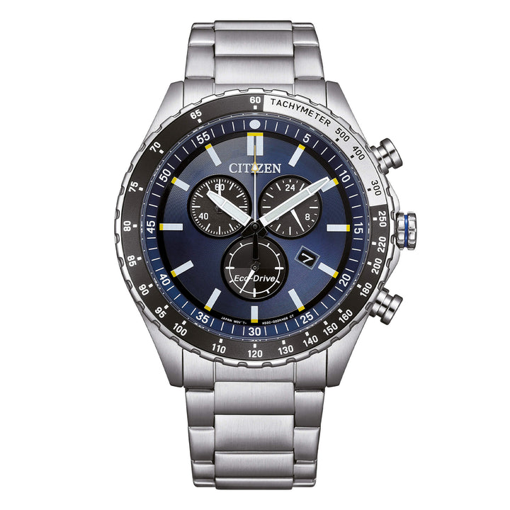 Orologio Uomo Citizen Blu Eco-Drive Cronografo Acciaio Data AT2569-80L