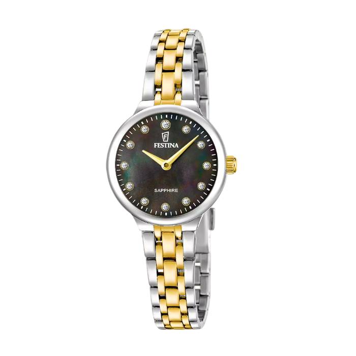 Orologio Donna Festina Mademoiselle Solo Tempo Acciaio Bicolore Nero F20792/3