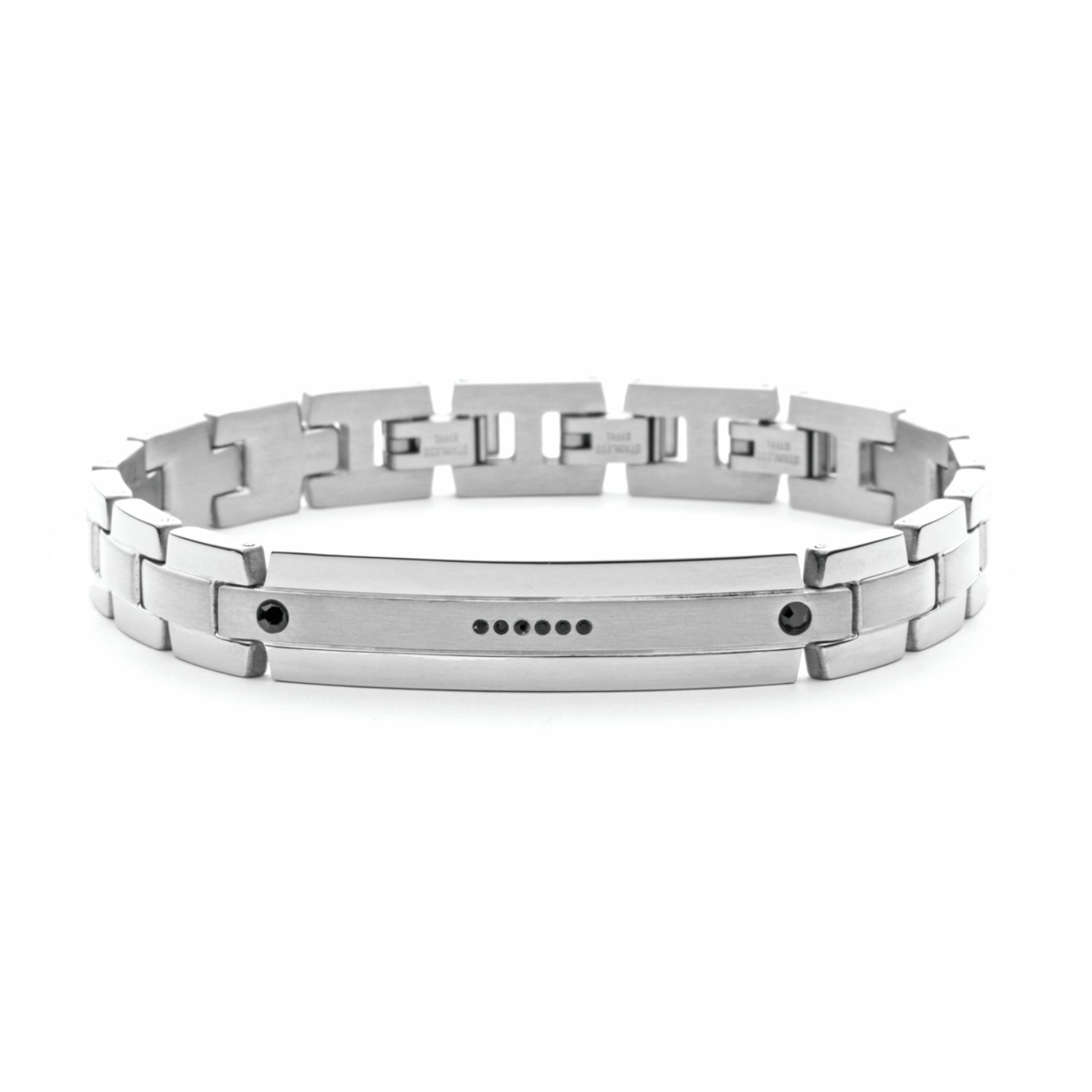 Bracciale Uomo 4US Cesare Paciotti Acciaio Maglia Lucida Zirconi Neri 4UBR5639