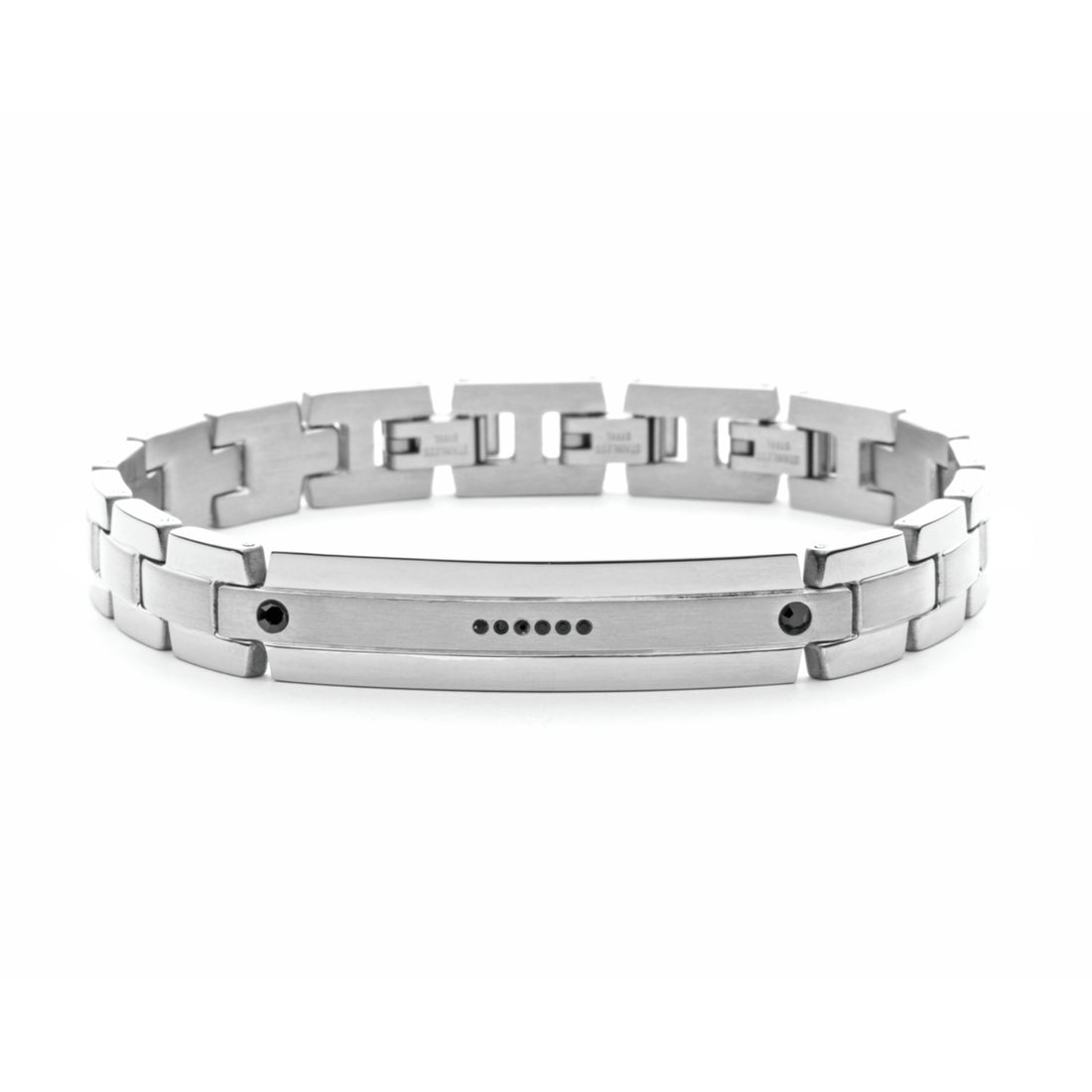 Bracciale Uomo 4US Cesare Paciotti Acciaio Maglia Lucida Zirconi Neri 4UBR5639