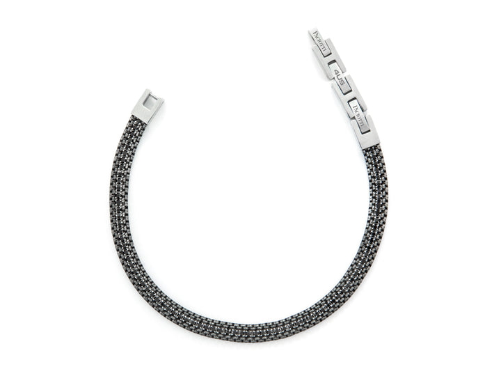 Bracciale Uomo 4US Cesare Paciotti Tennis Acciaio Zirconi Neri  4UBR6349