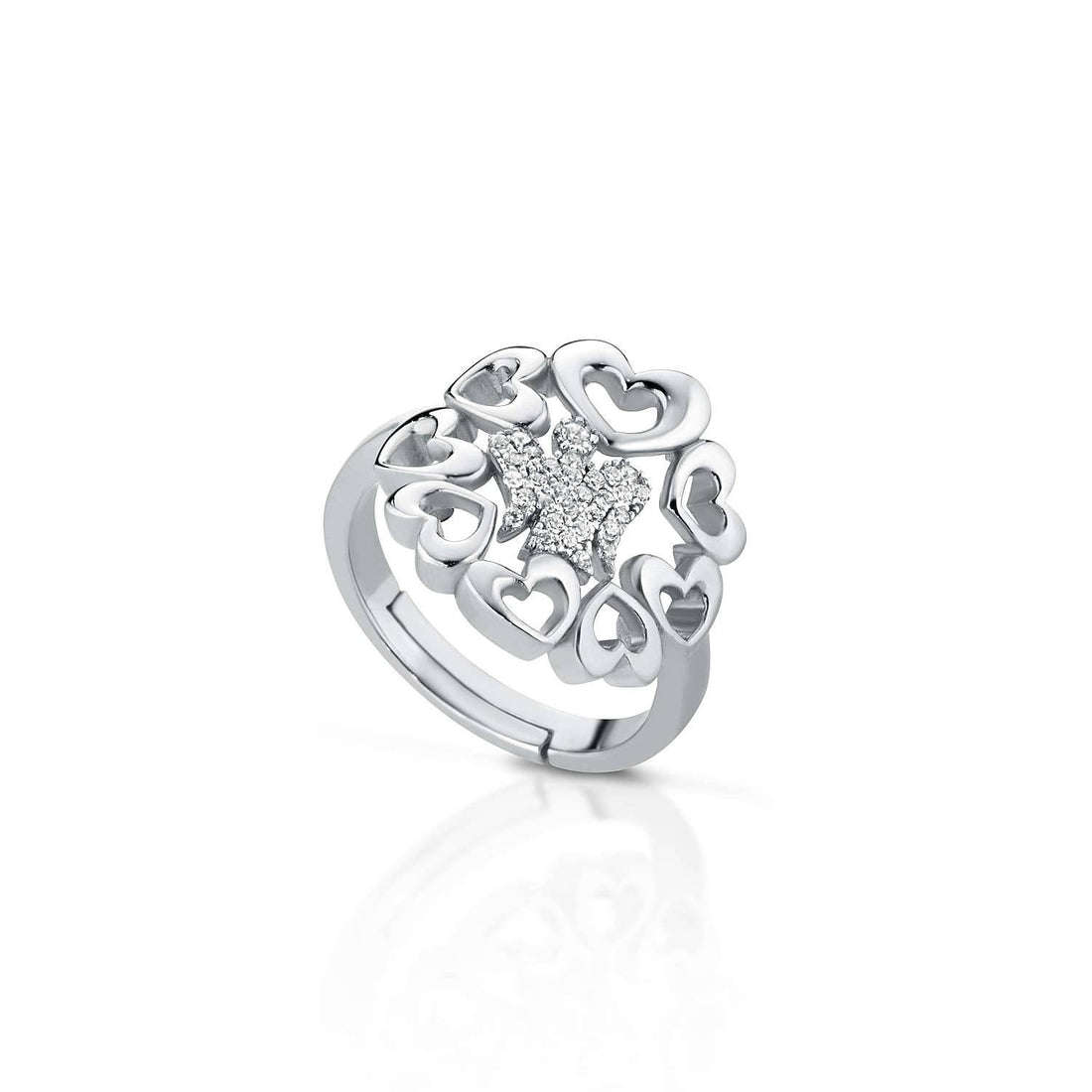 Anello Donna Argento 925 Regolabile Roberto Giannotti Zirconi Cuori Angelo