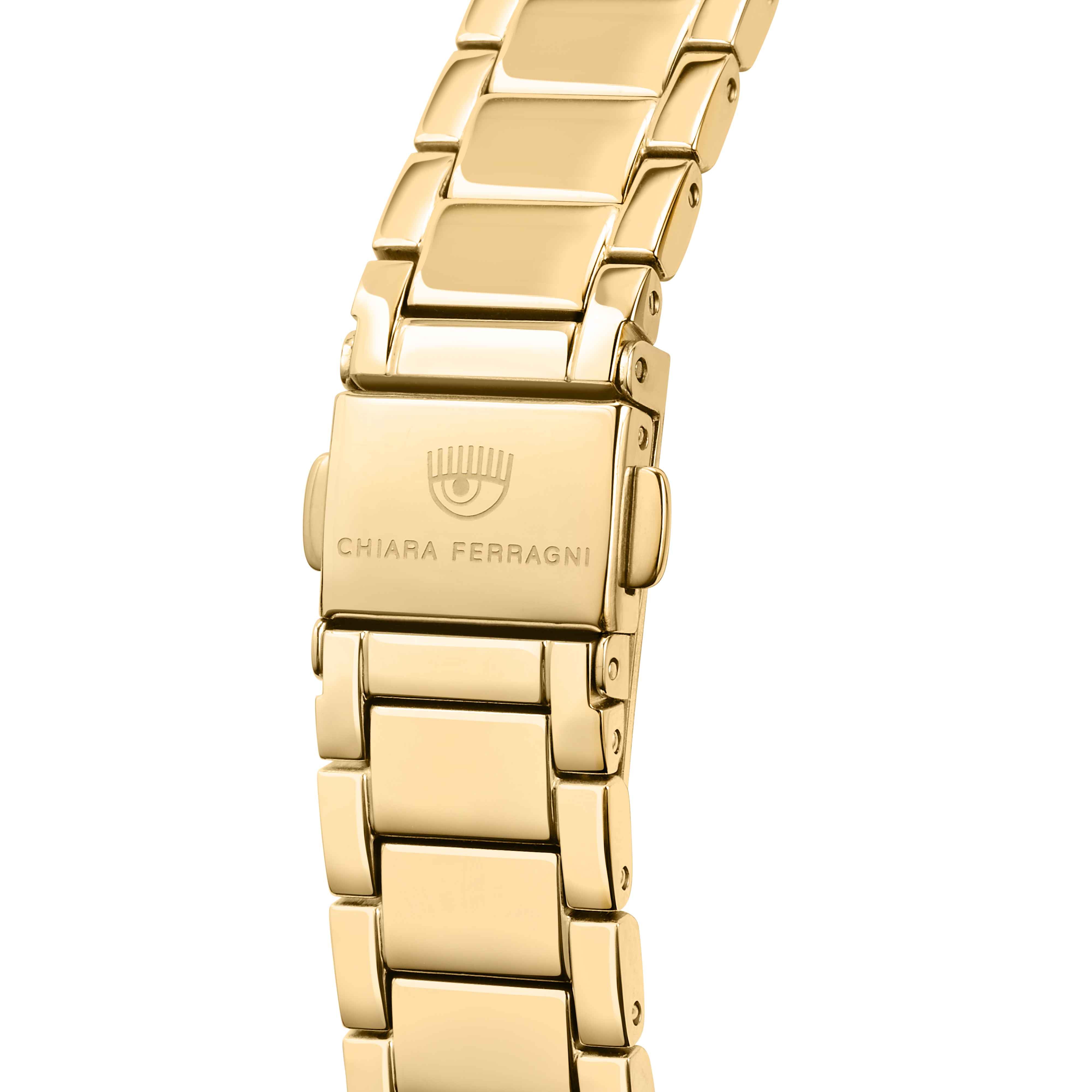 Orologio Donna Chiara Ferragni Quarzo Solo Tempo Acciaio Dorato Zirconi Bianchi