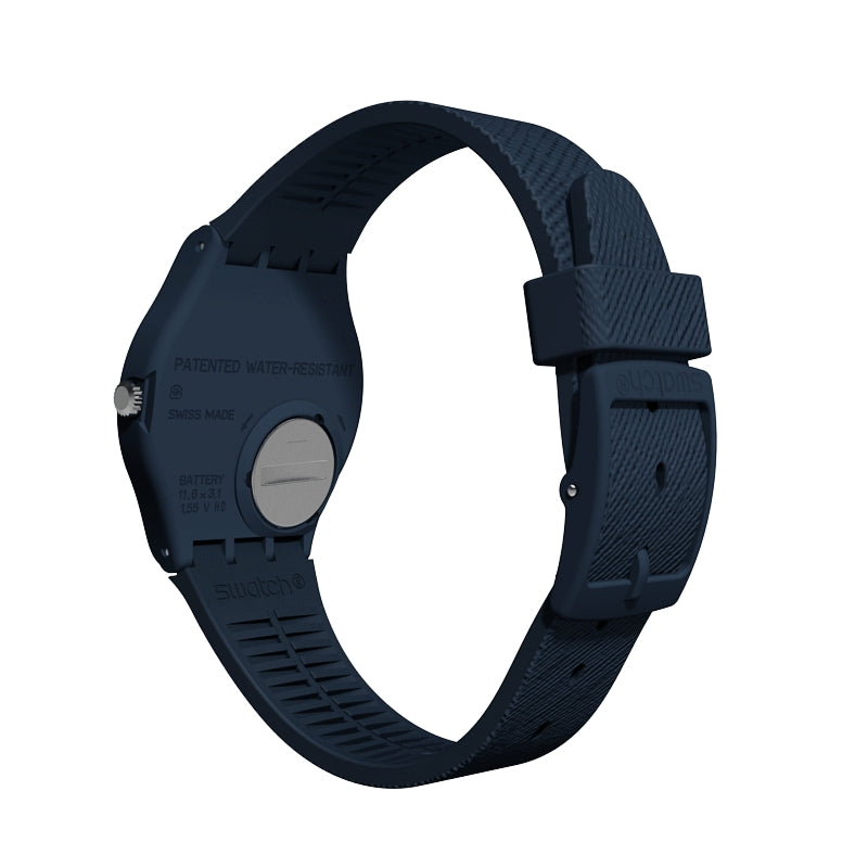 Orologio Uomo Bambino Swatch Quarzo Solo Tempo Doppia Data Numeri Blu SO28N702