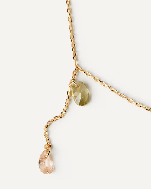 Collana Donna PDPaola Argento Dorato 925 Zircone Verde Rosa CO01-863-U