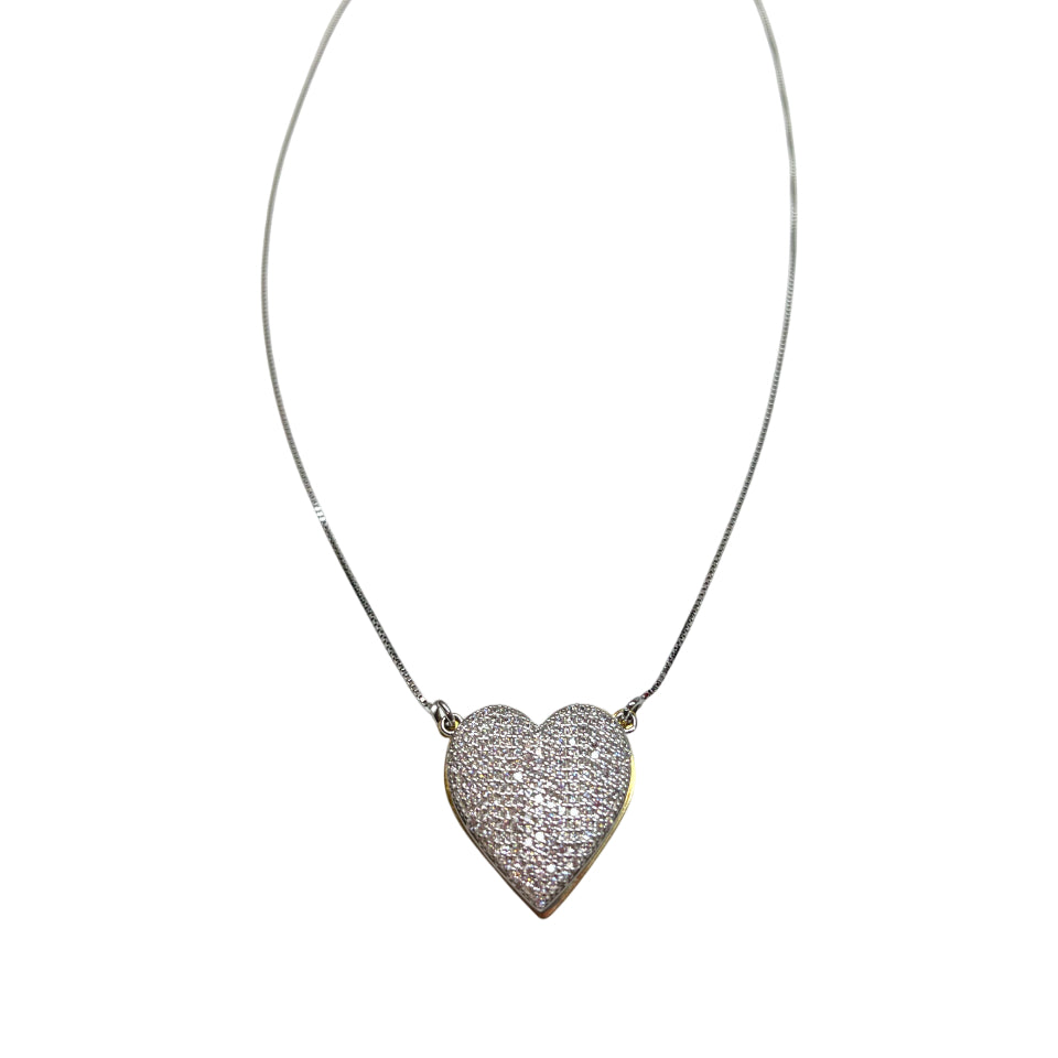 Collana Donna Re Mida Argento Cuore Pavè Zirconi Bianchi CL DJV P1