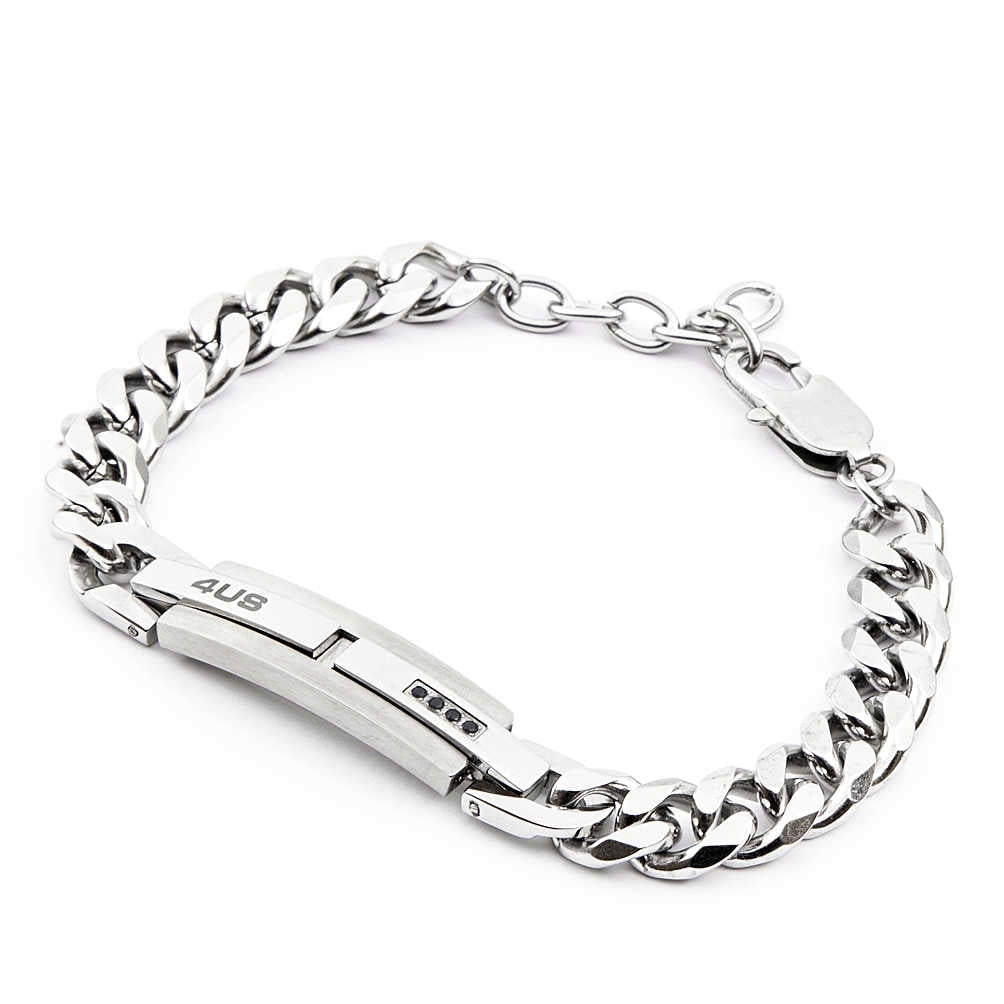 Bracciale Uomo 4US Cesare Paciotti acciaio Bianco con centrale rigido 4UBR4098