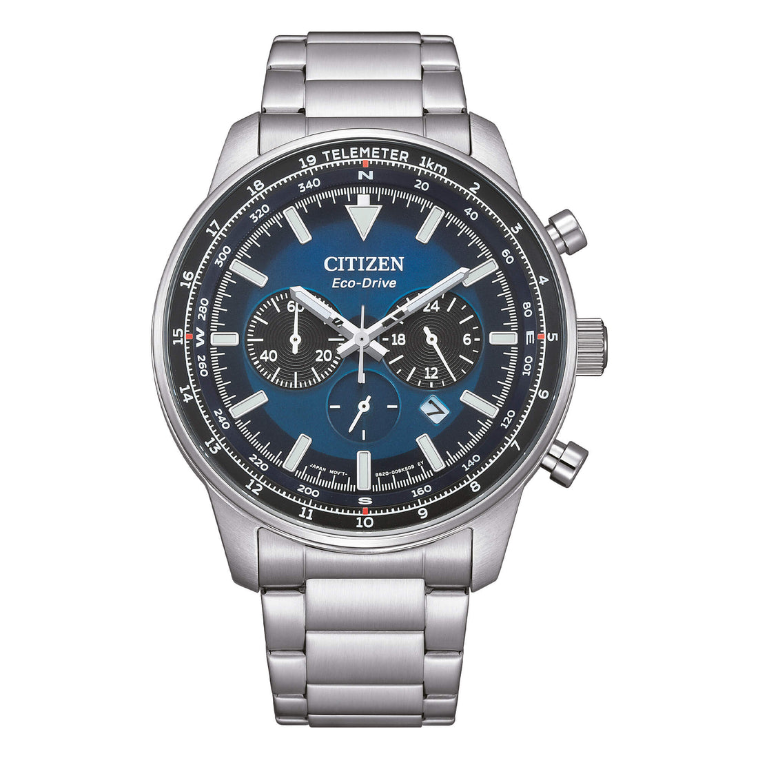 Orologio Uomo Citizen Eco-Drive Cronografo Acciaio Blu Nero CA4500-91L