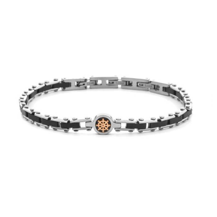 Bracciale Uomo Acciaio 4US Cesare Paciotti PVD Nero Timone 4UBR8609