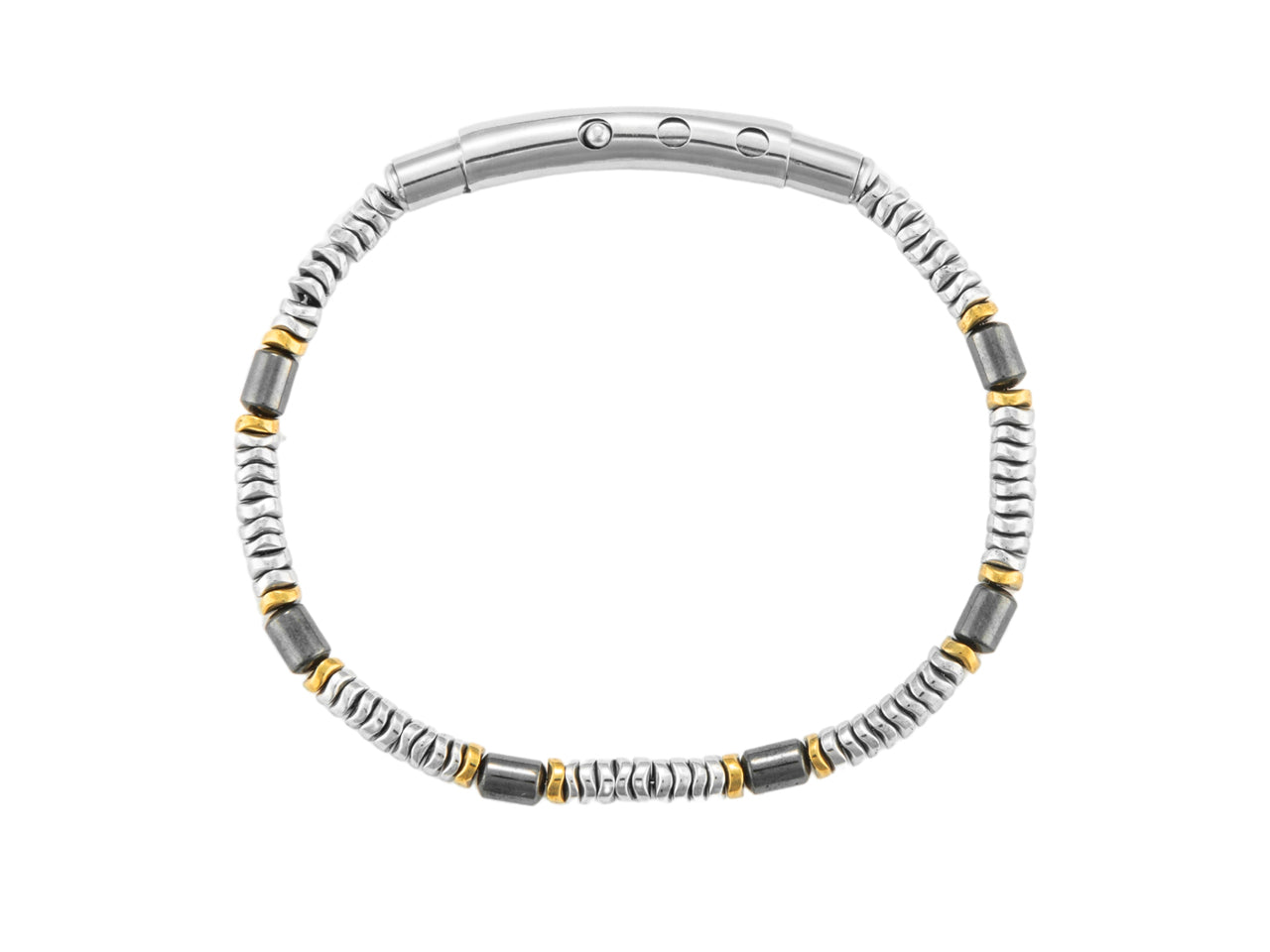 Bracciale Uomo 4US Cesare Paciotti acciaio Bianco ed ematite e oro 4UBR7018