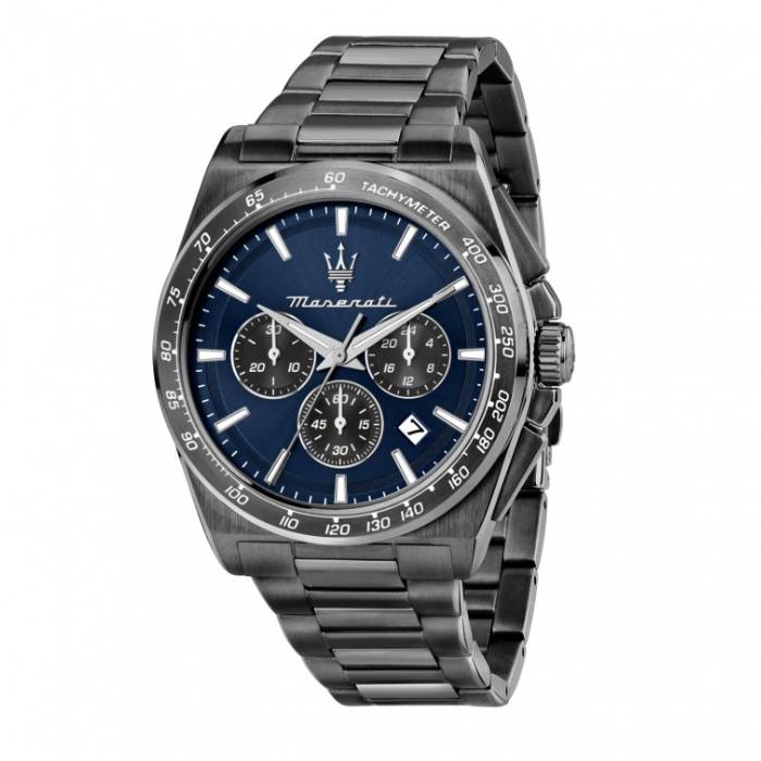 Orologio Uomo Maserati Velocità Acciaio Satinato Grigio Quarzo Blu Crono Data R8873652015